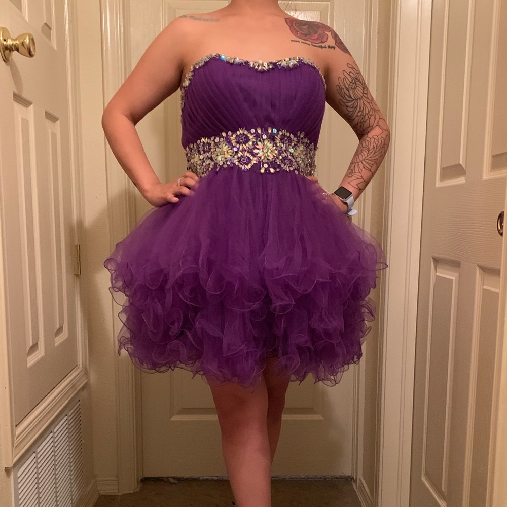 Short purple tulle dress
